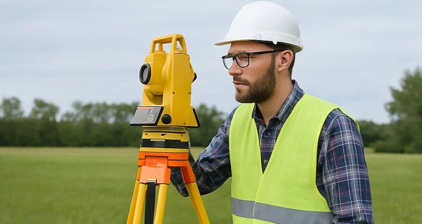 Földmérő munka közben